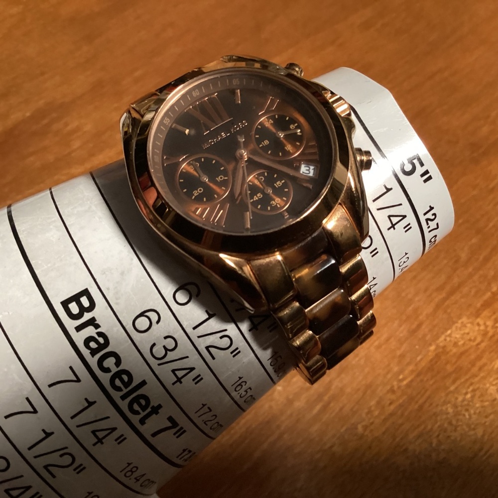 Michael Kors Bradshaw Chronograph Rose Gold Tone Brown Women’s Watch MK5944 - Picture 3 of 11